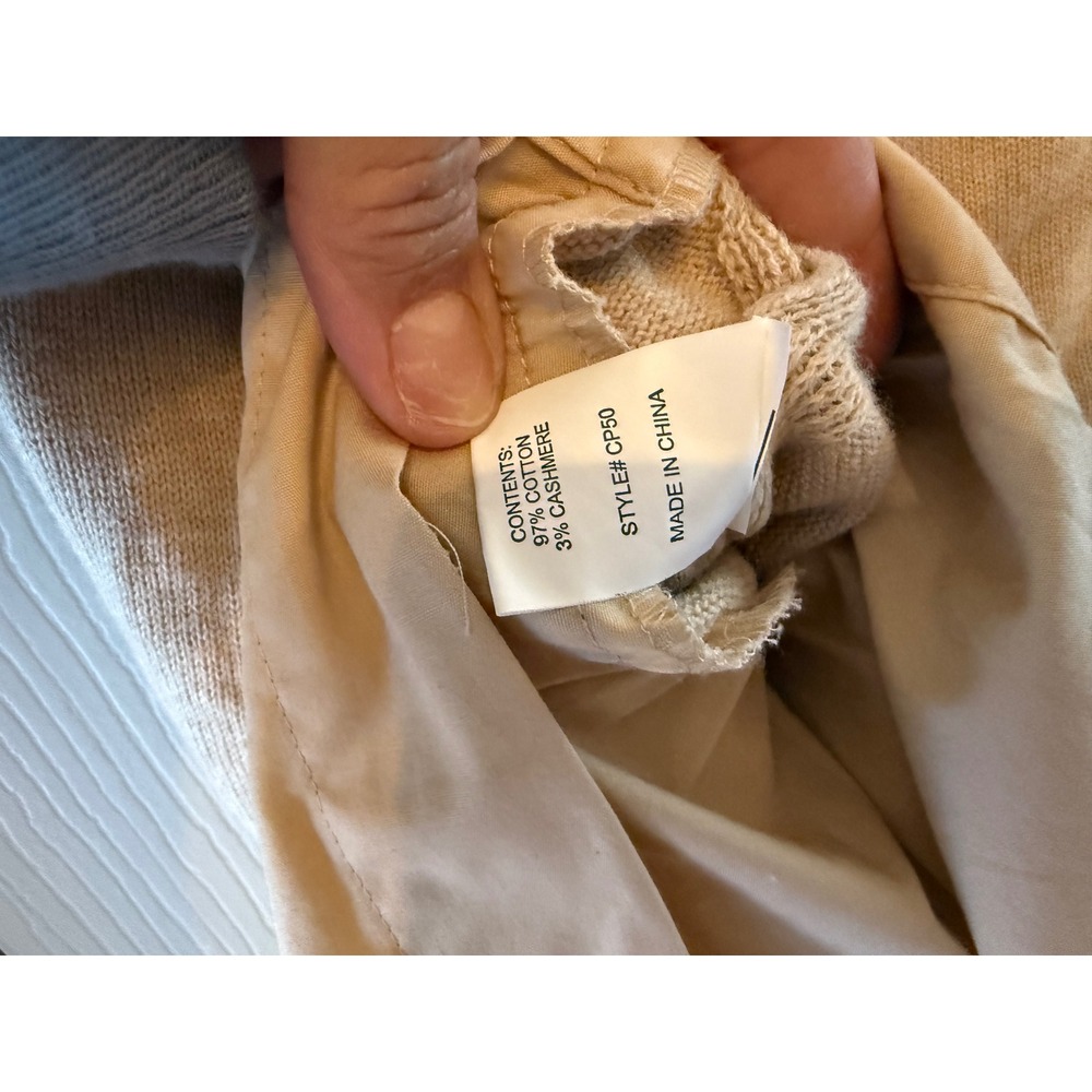Peace of Cloth L Beige Mixed Media Sweater‎ Tunic Dress Cargo Pockets Cashmere - Picture 8 of 10